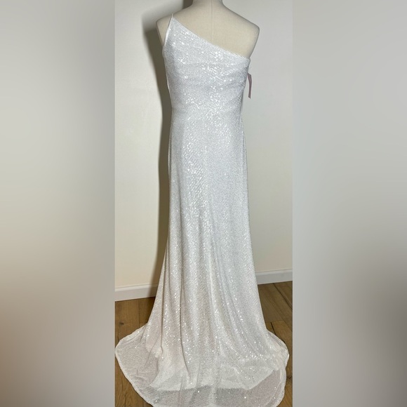 Anthro Jenny Yoo Collection | Zara One-Shoulder | Sequin Column Gown | 14 - Picture 6 of 10